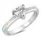 Sterling Silver Opal Clear Stone Heart Ring